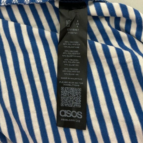 ASOS Blue and White striped long sleeve bodysuit size S - Picture 5 of 10